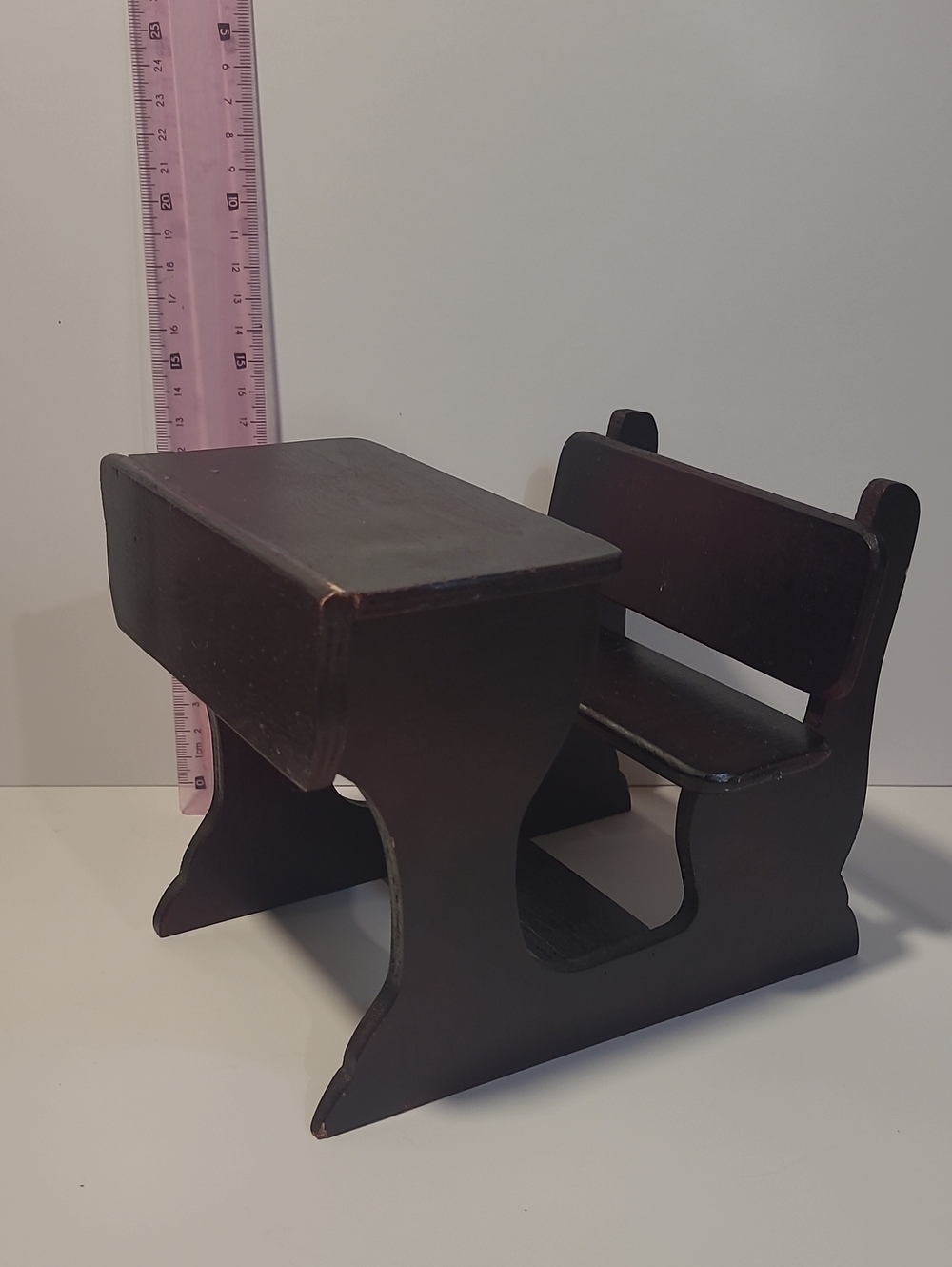 Mini Wooden School Desk Playset in Dark Brown